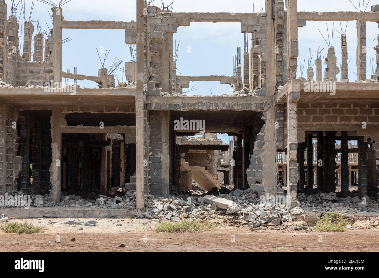 Hôtel abandonné en ruine à Santa Maria, Sal, île du Cap-Vert, îles Cabo Verde, Afrique Banque D'Images