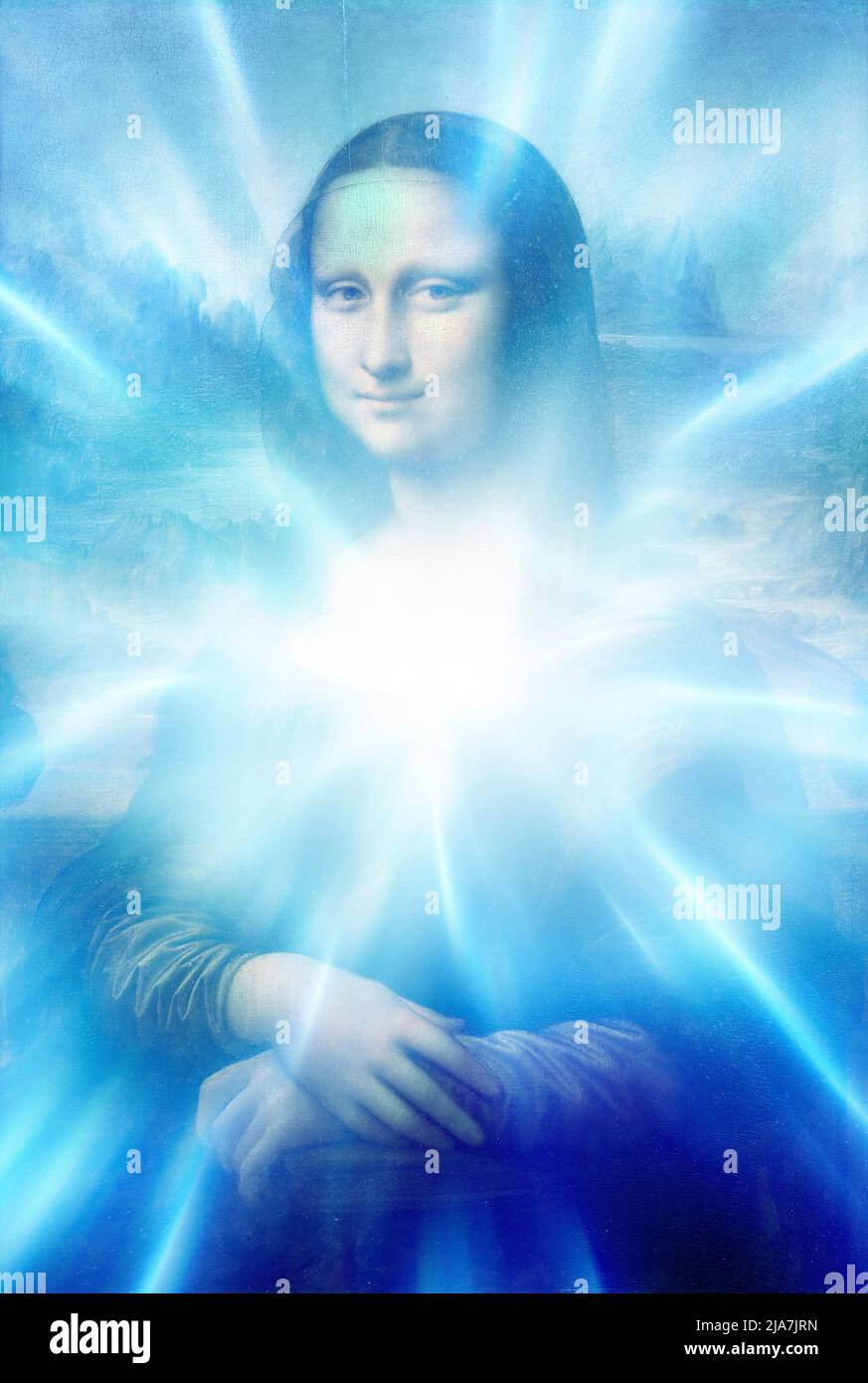 Mona Lisa de Léonard de Vinci avec effet de lumière Banque D'Images