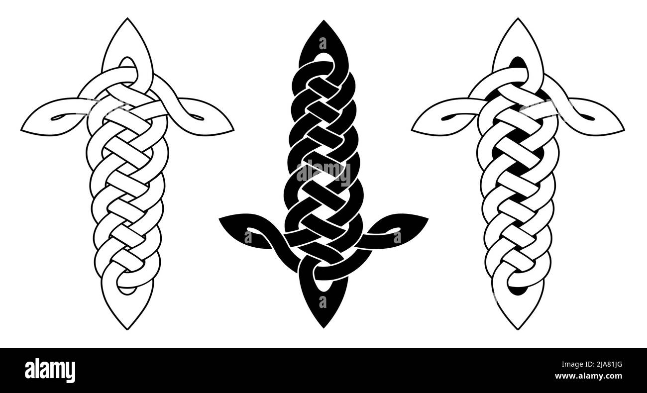 Décoration nationale celtique tatouage en forme d'épée isolée sur fond blanc. Illustration de Vecteur