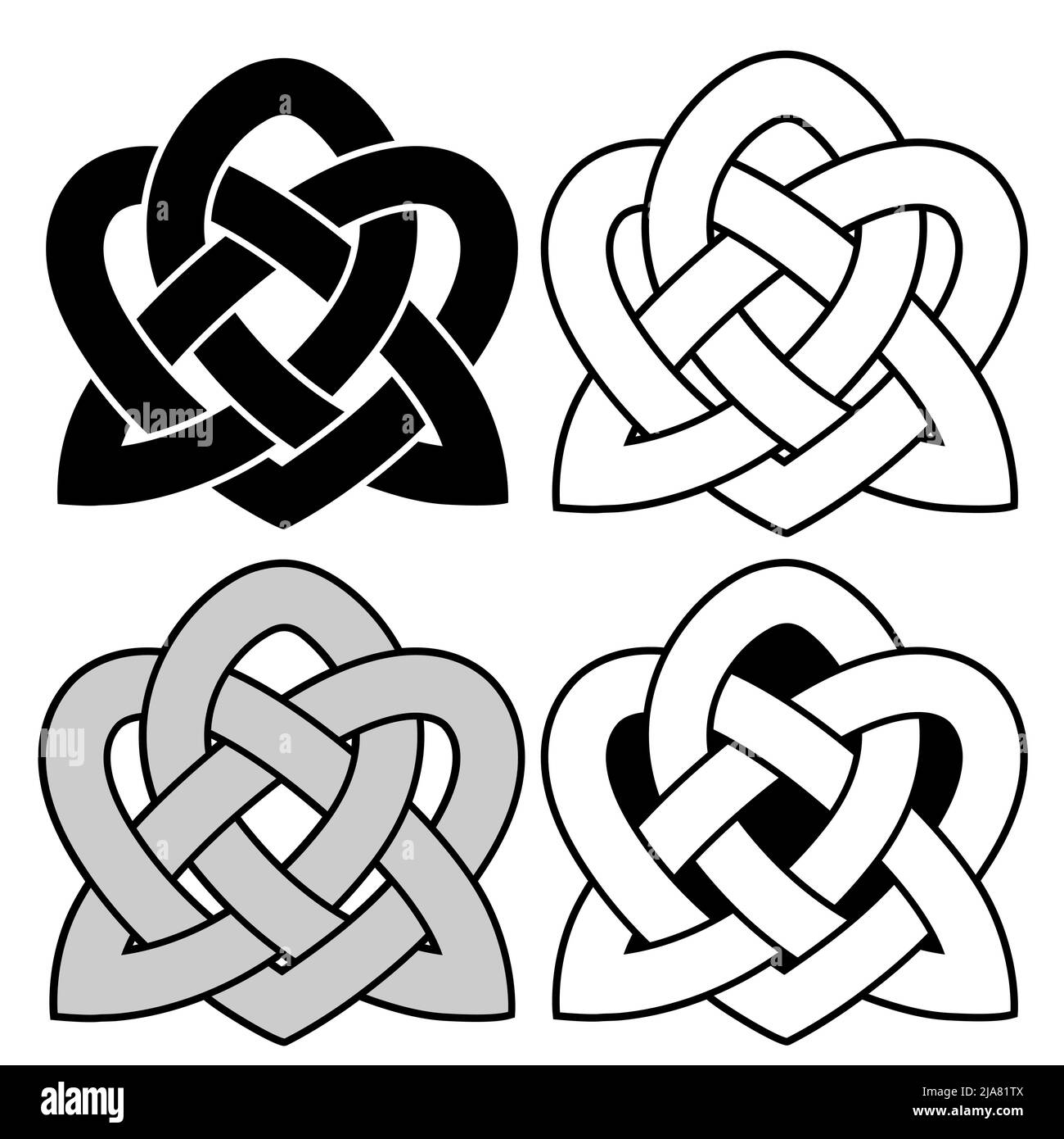 Décoration nationale celtique tatouage en forme de coeur isolé sur fond blanc. Illustration de Vecteur