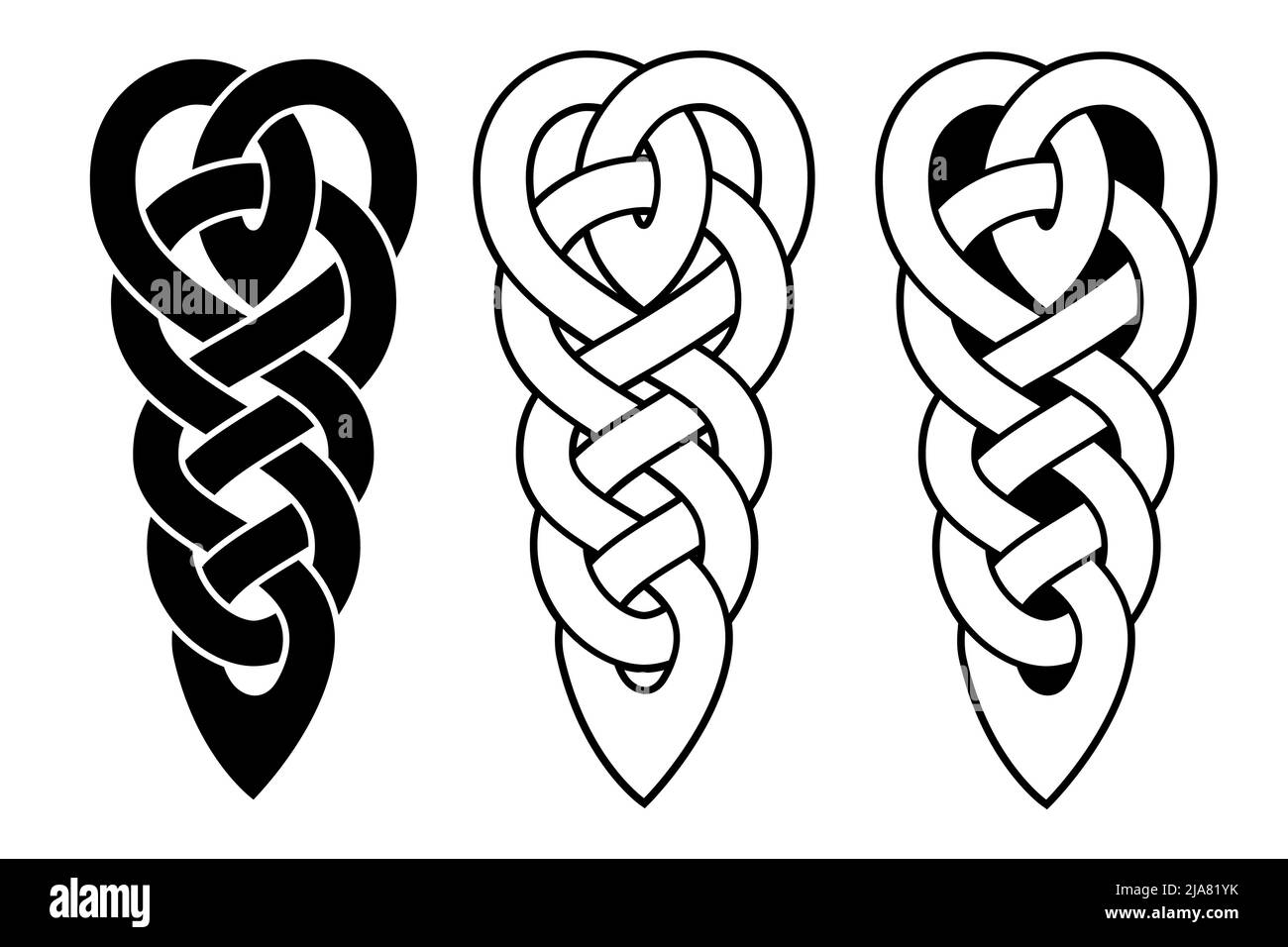 Décoration nationale celtique tatouage en forme de coeur isolé sur fond blanc. Illustration de Vecteur