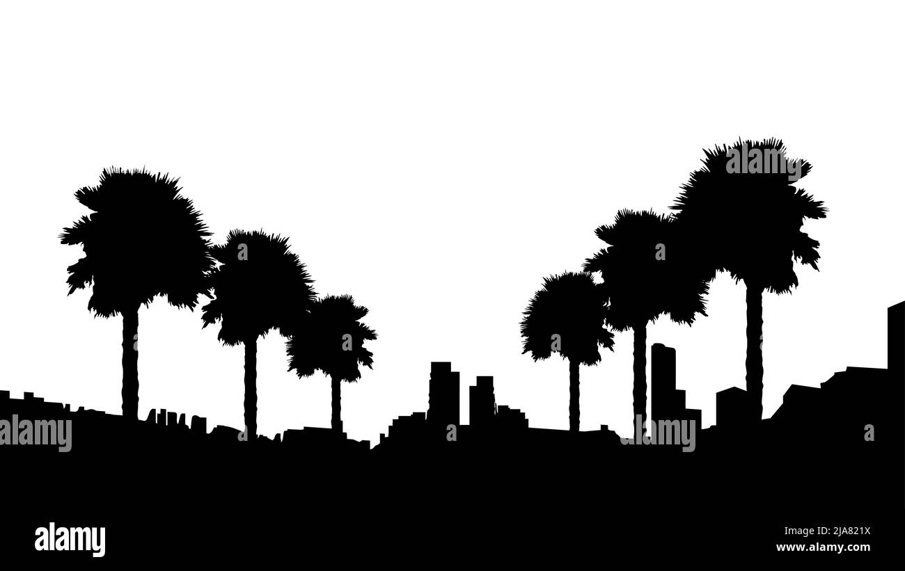 Silhouette de vecteur de plage de palmiers. Paume de la noix de coco sur Beach Vector. SPE 10 Illustration de Vecteur