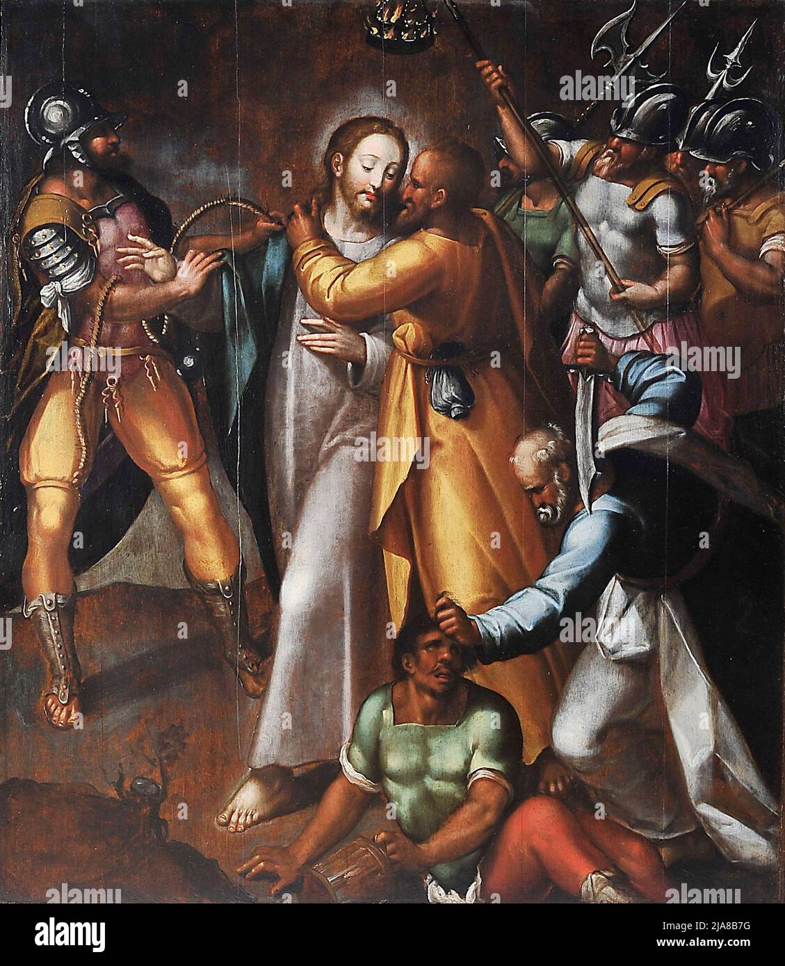 Le Kiss de Judas, de Simão Rodrigues, dépeint le Kiss d'identification de Judas dans le jardin de Gethsemane Banque D'Images