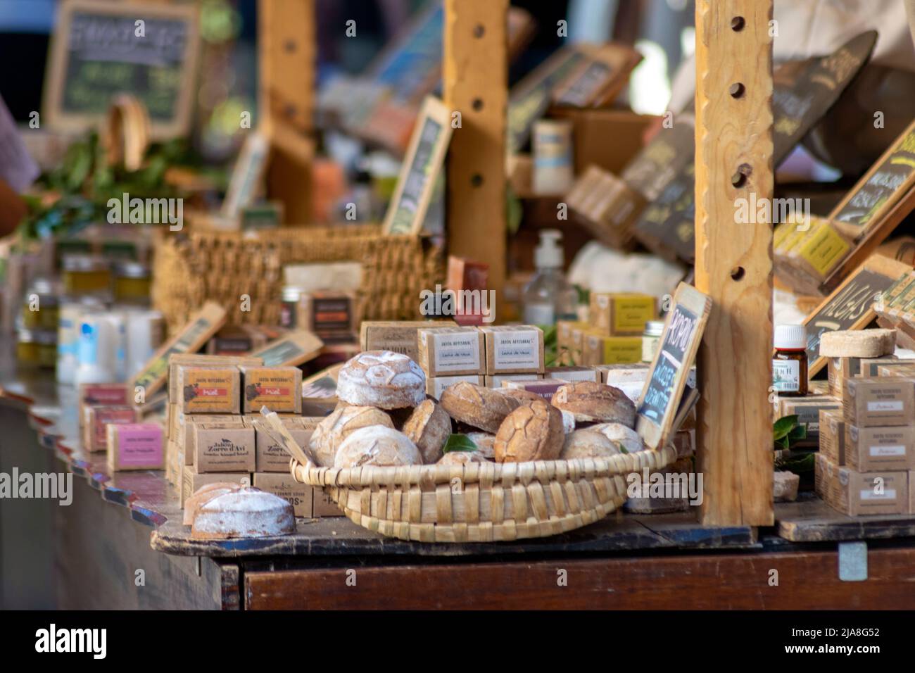 Produits écologiques de la viande fabriqués par des artisans, savon naturel la viande et les produits écologiques de soin. Banque D'Images