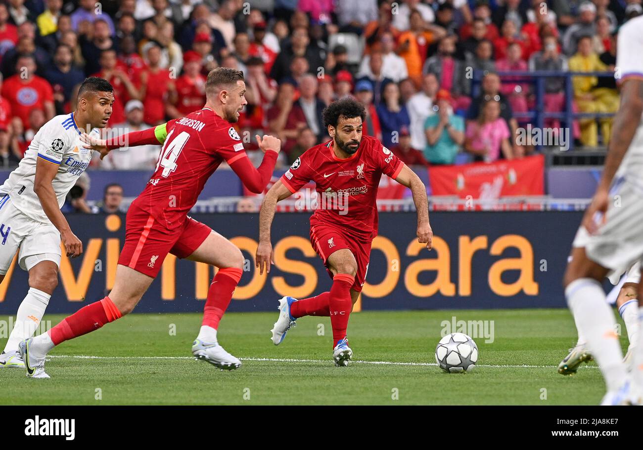 Saint Denis, France. 28th mai 2022. Mo Mohamed Salah Hamed Mahrous Ghaly de Liverpool photographié lors d'un match de football entre le club de football de Liverpool et le Real Madrid CF lors de la finale 2021 - 2022 de la Ligue des champions de l'UEFA au stade de France à Paris, samedi 28 mai 2022 à Paris, France . PHOTO SPORTPIX | DAVID CATRY DAVID CATRY crédit: SPP Sport Press photo. /Alamy Live News Banque D'Images