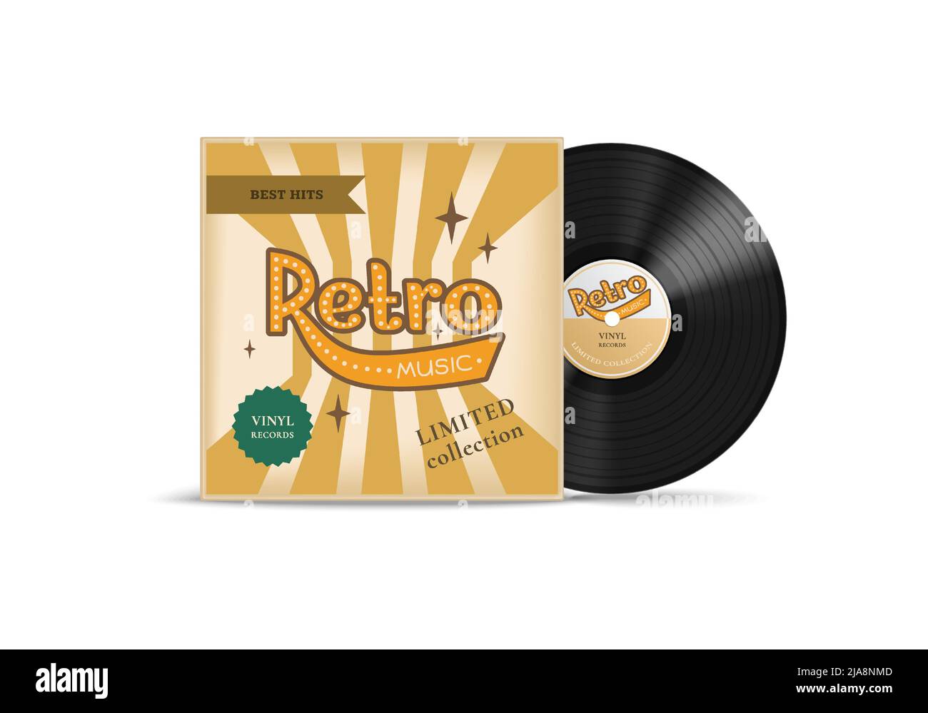 Le disque vinyle couvre la composition réaliste avec la musique rétro édition limitée titre sur l'illustration vectorielle de couverture Illustration de Vecteur