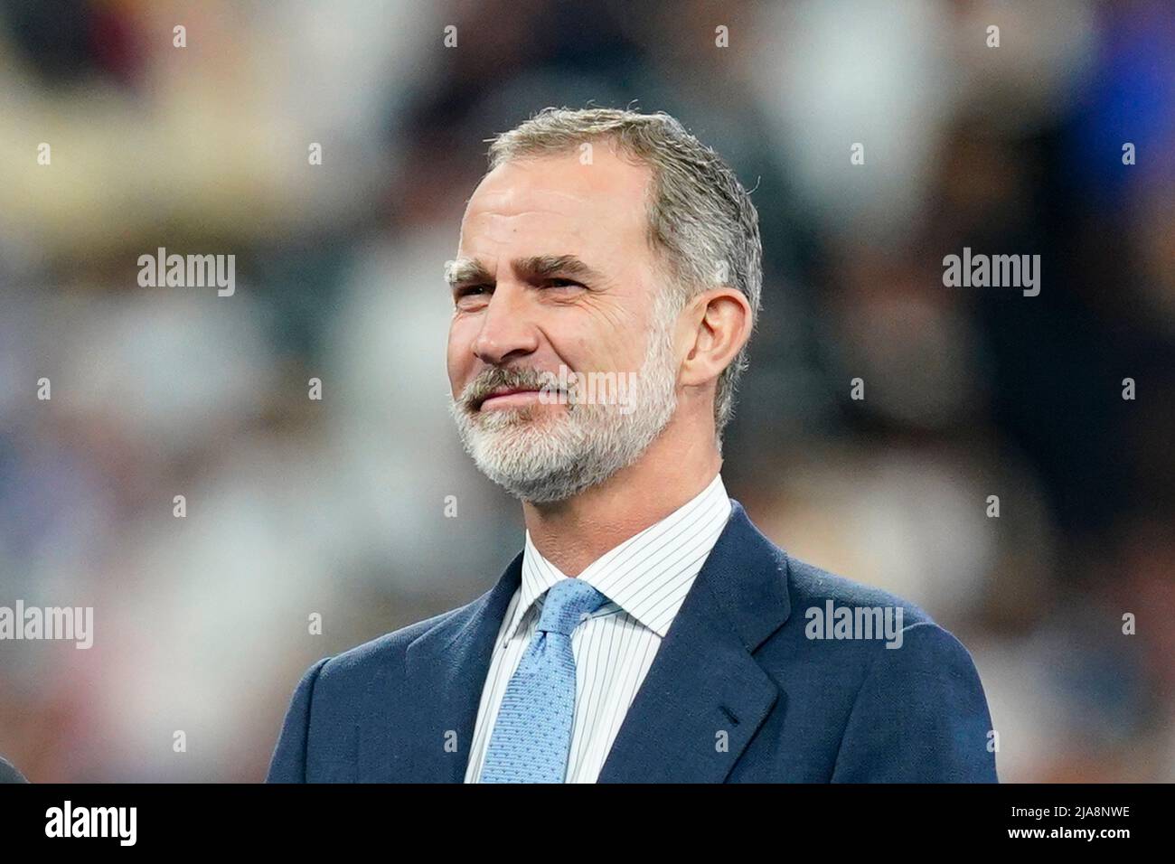 Paris, France. 28th mai 2022. SM El Rey Felipe VI lors du match final de la Ligue des champions de l'UEFA entre le FC Liverpool et le Real Madrid, joué au Stade de France le 28 mai 2022 à Paris, France. (Photo / Magma) Credit: PRESSINPHOTO SPORTS AGENCY/Alay Live News Banque D'Images