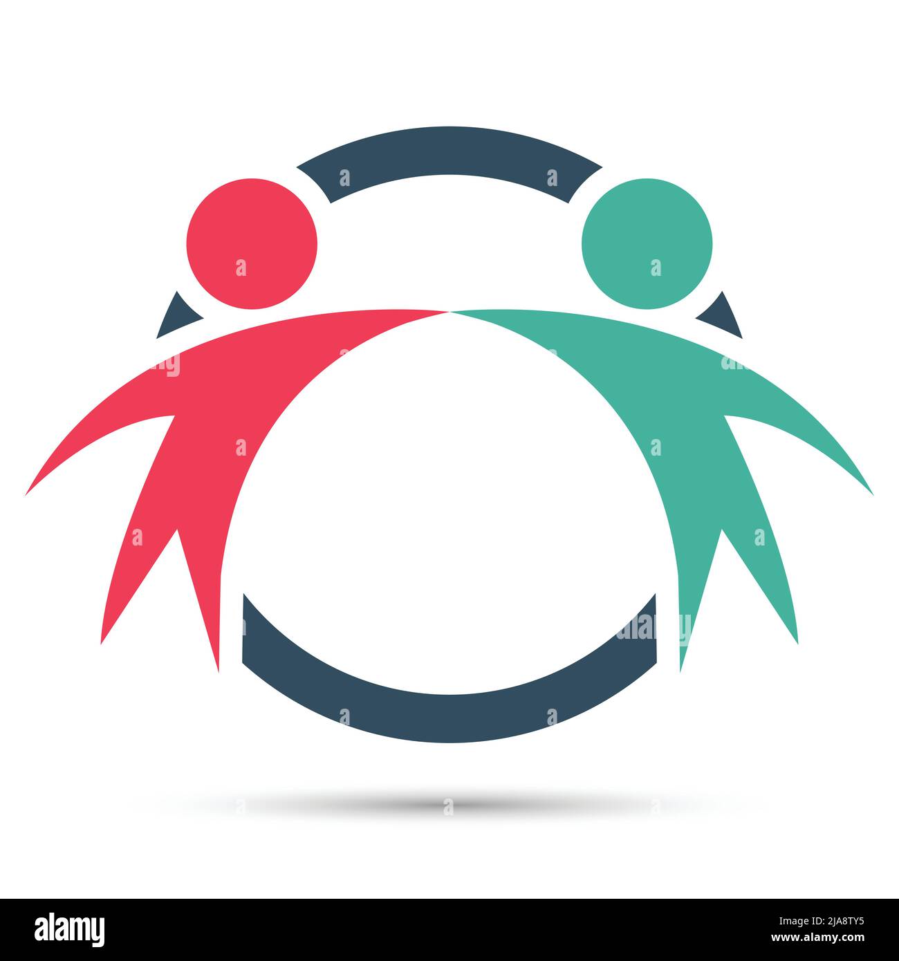 Graphique vectoriel deux personnes heureuses dans un rond coloré logo.icône travail d'équipe, illustration vectorielle Illustration de Vecteur