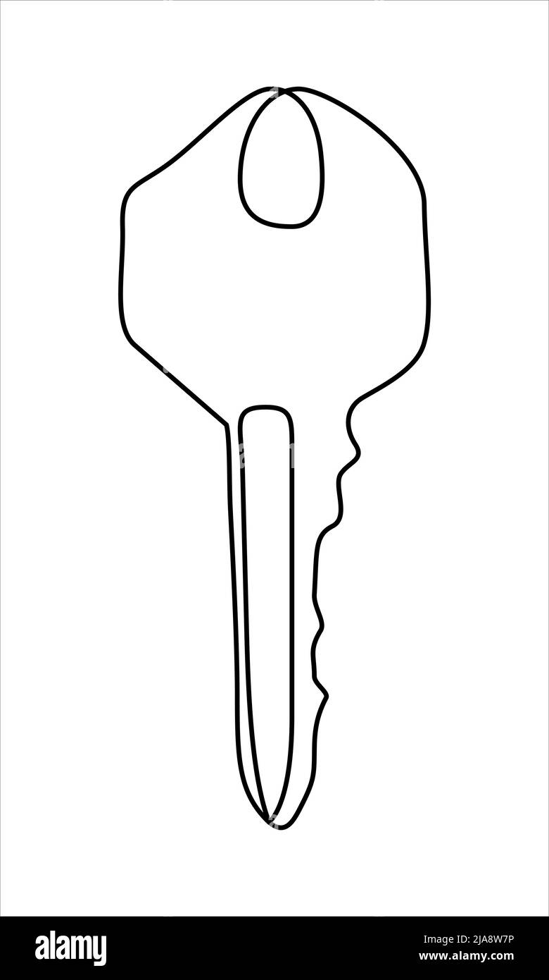 Touche de ligne continue. Illustration clé minimaliste pour chambre d'hôtel, maison, voiture, casier. Elément vectoriel pour la vente immobilière Illustration de Vecteur