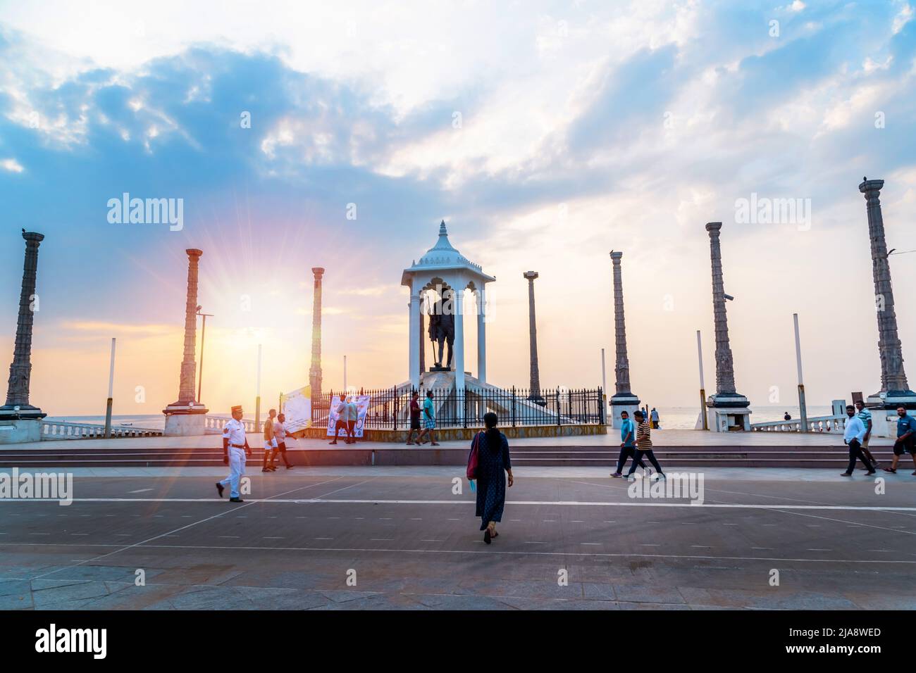 Plage de Pondicherry dans le sud de l'Inde. Banque D'Images