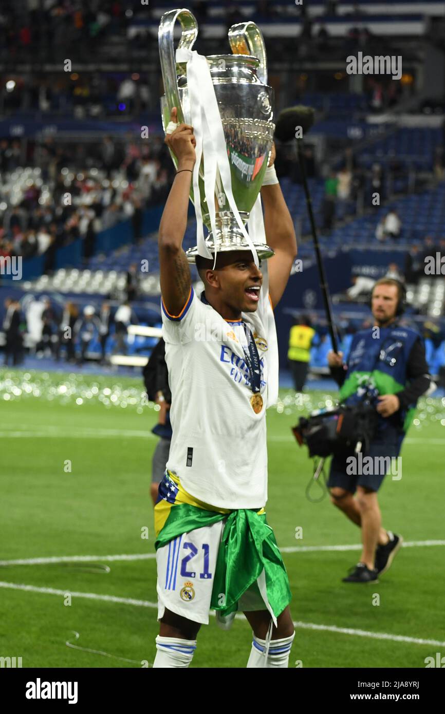 Paris, France. 28th mai 2022. Rodrygo Goes (Real Madrid) lors du match de l'UEFA Champions League entre Liverpool 0-1 Real Madrid au Stade de France le 28 mai 2022 à Paris, France. Credit: Maurizio Borsari/AFLO/Alay Live News Credit: AFLO Co. Ltd./Alay Live News Banque D'Images