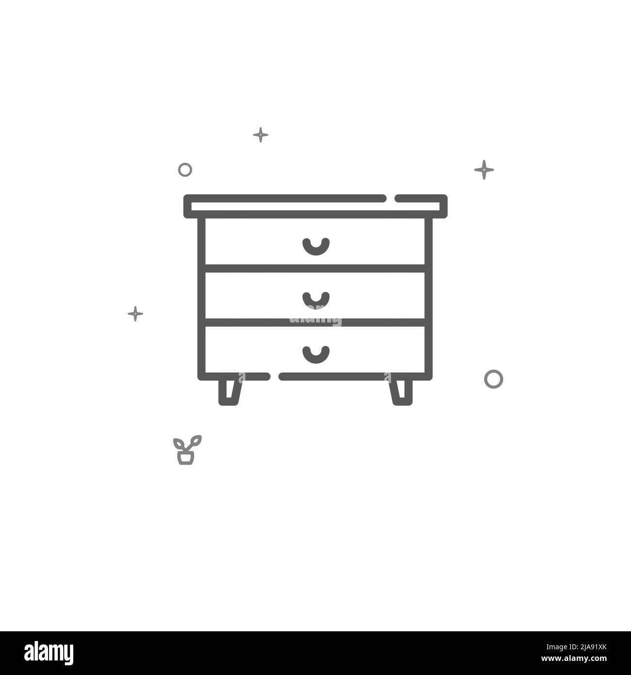 Icône de ligne simple de commode. Meubles de maison. Symbole ...
