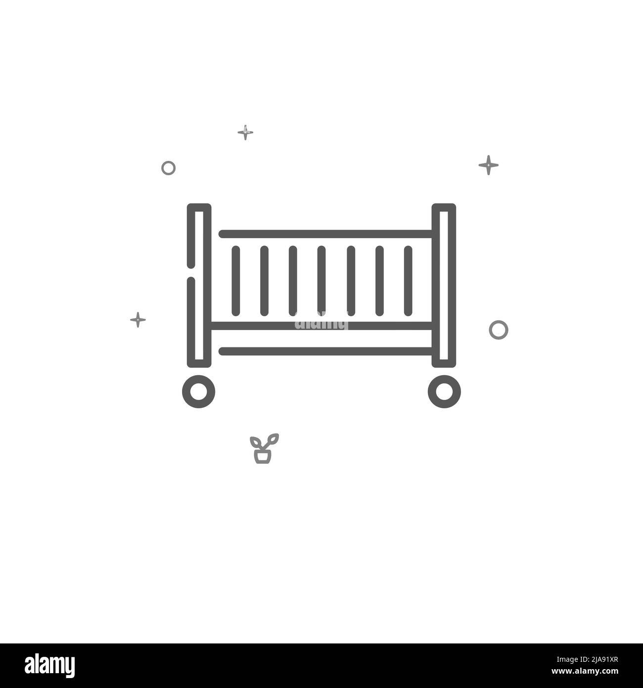 Berceau, icône de ligne simple d'enfance. Meubles de maison. Symbole, pictogramme, panneau isolé sur fond blanc. Banque D'Images