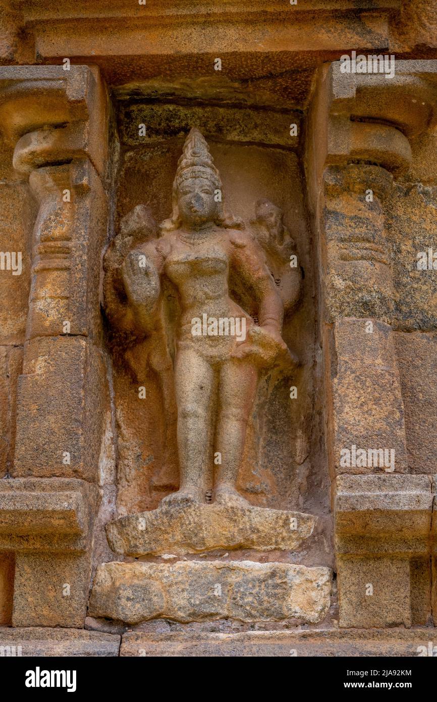 Temple indien. Grande architecture hindoue dans le temple Gangaikonda Chola Puram, Inde du Sud. Banque D'Images