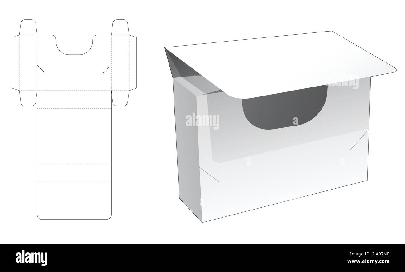 Modèle de boîte d'emballage découpé et maquette 3D Illustration de Vecteur