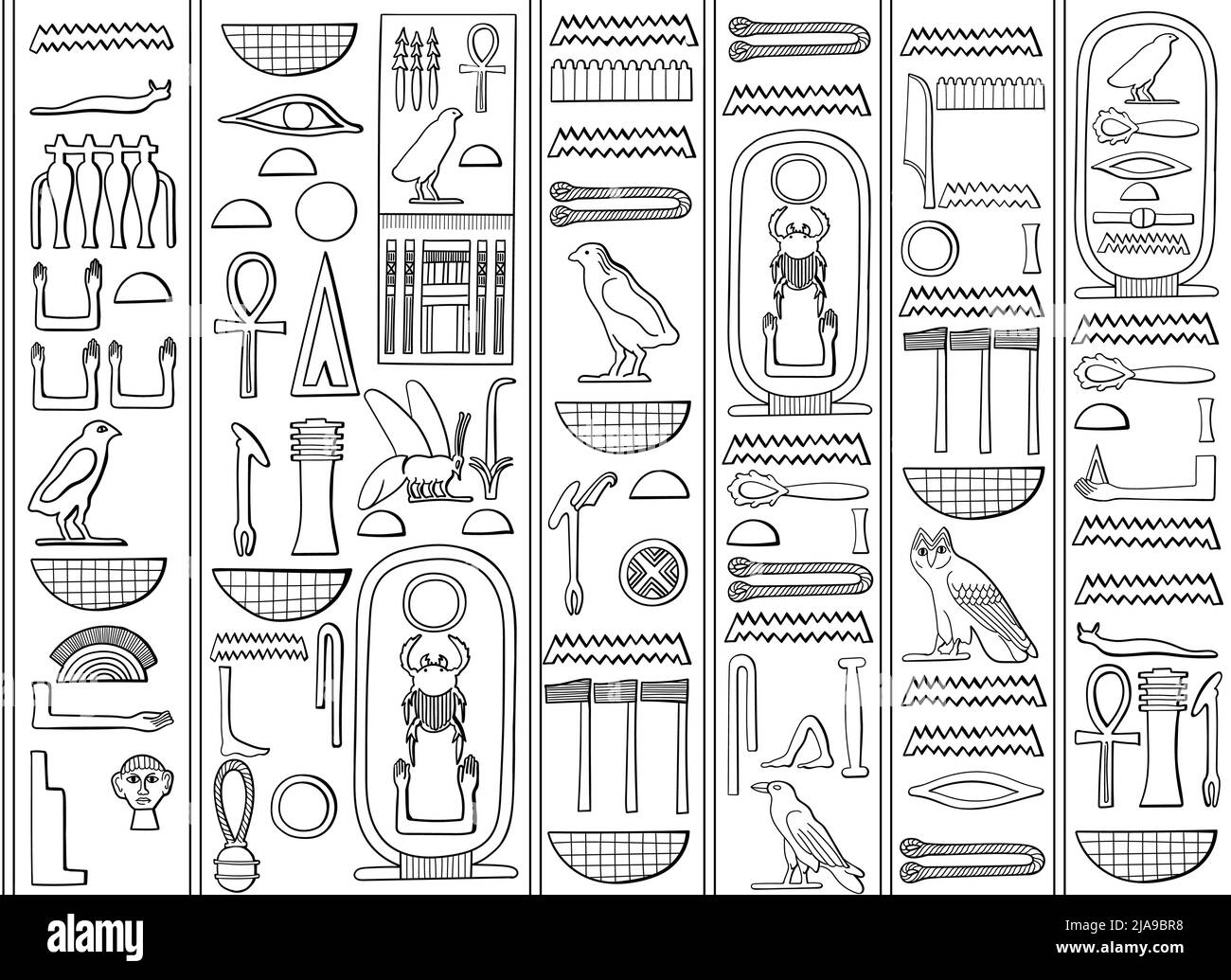 L'Égypte antique écrit hiéroglyphes sur une pierre. Image vectorielle isolée sur fond blanc. Illustration de Vecteur