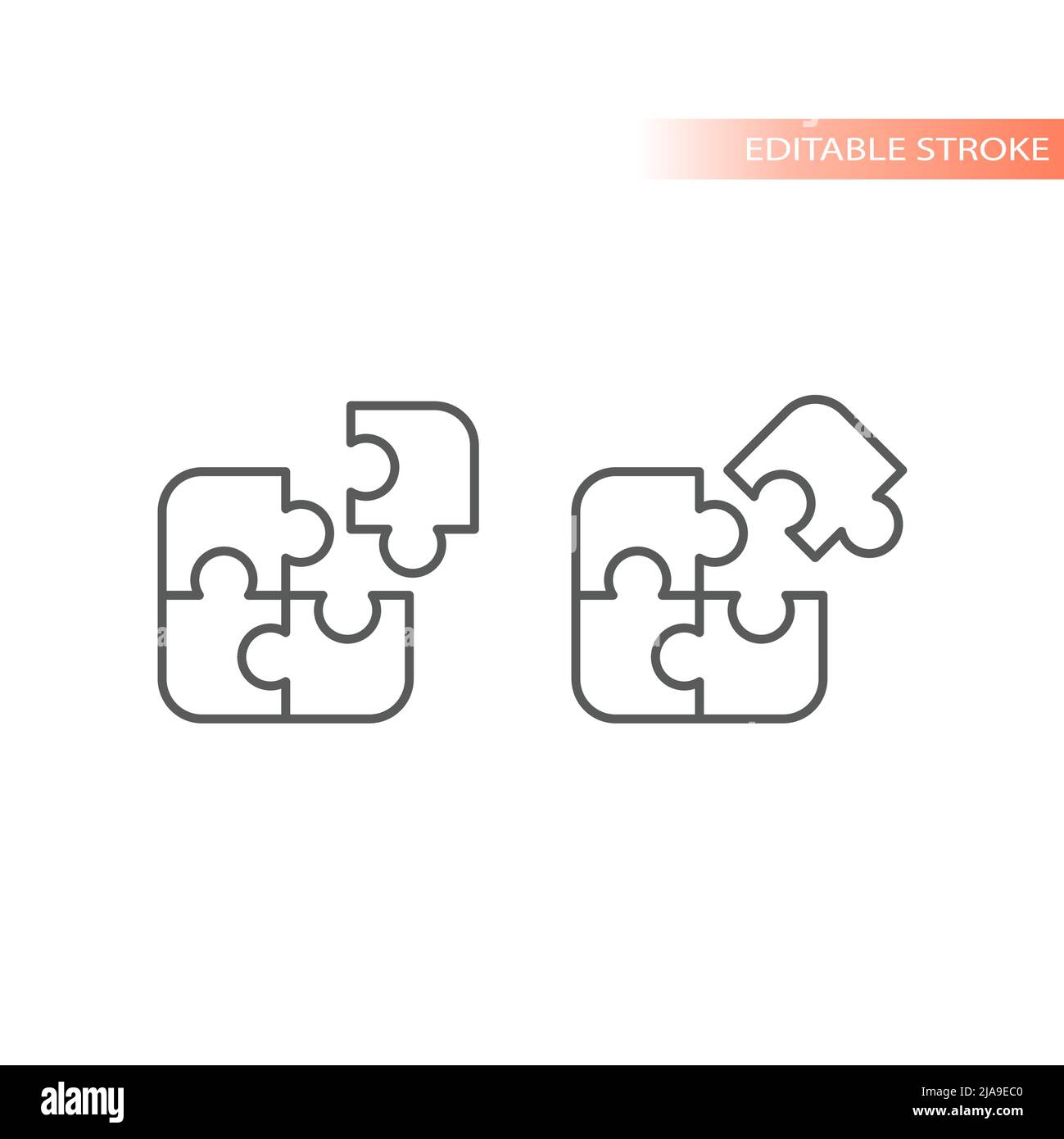 Icône de vecteur de ligne de pièce de puzzle. Symbole de l'idée et de la solution commerciales. Illustration de Vecteur