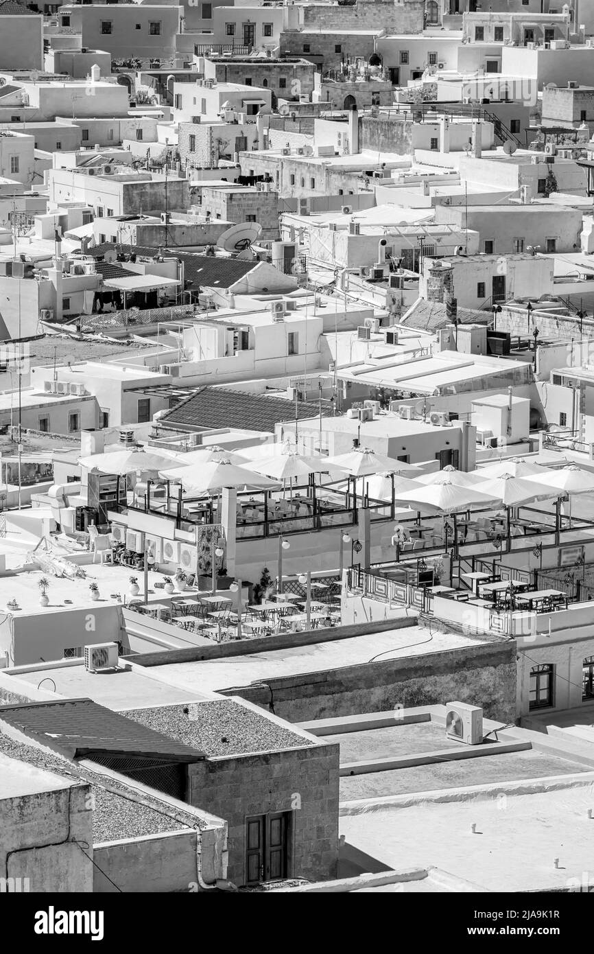 Lindos la ville avec des maisons blanches en Grèce. Banque D'Images