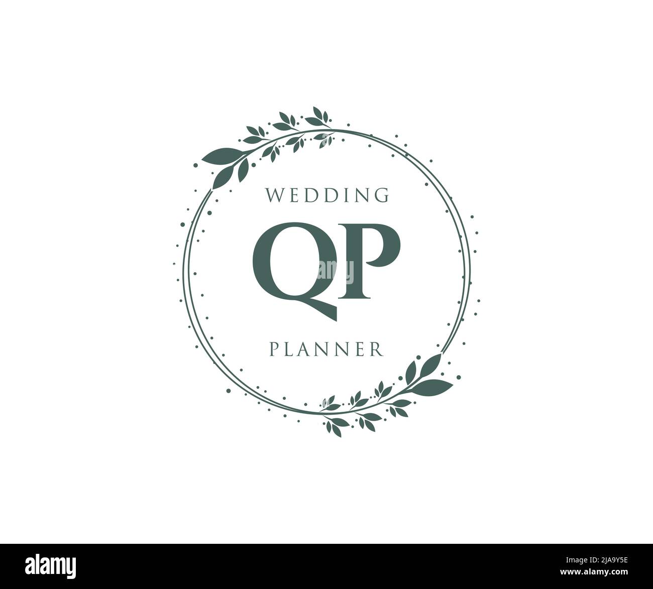 QP lettre initiale mariage monogramme logos collection, dessin à la main moderne minimaliste et modèles floraux pour cartes d'invitation, Save the Date, élégant Illustration de Vecteur