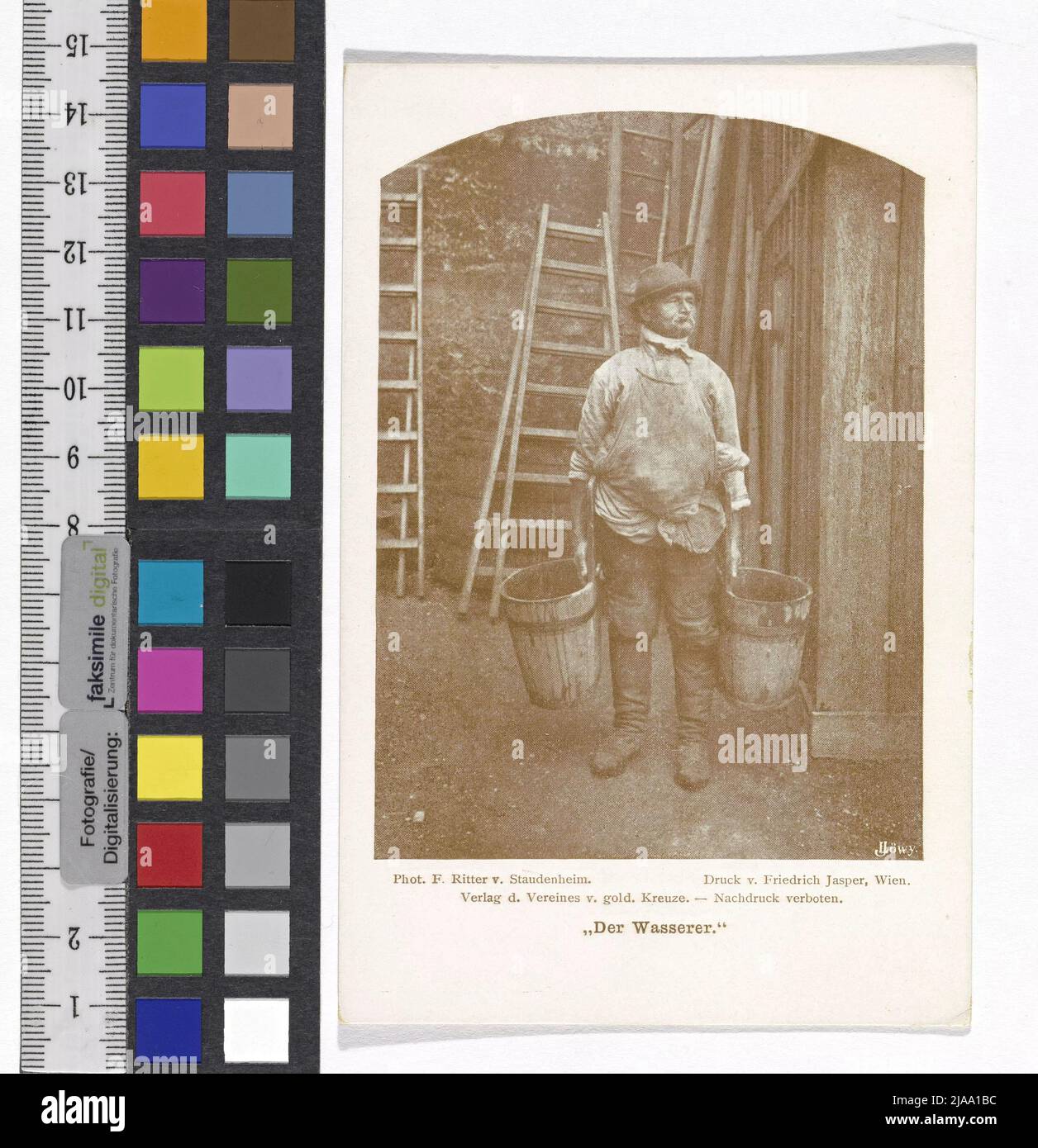 L'eau. '(reproduction d'un dessin de Josef Löwy en format carte postale). Ferdinand von Staudenheim (1837-1910), photographe, Verlag d. Association de l'or. ,,, après : Josef Löwy (1835-1902), artiste, Friedrich Jasper, imprimeur Banque D'Images