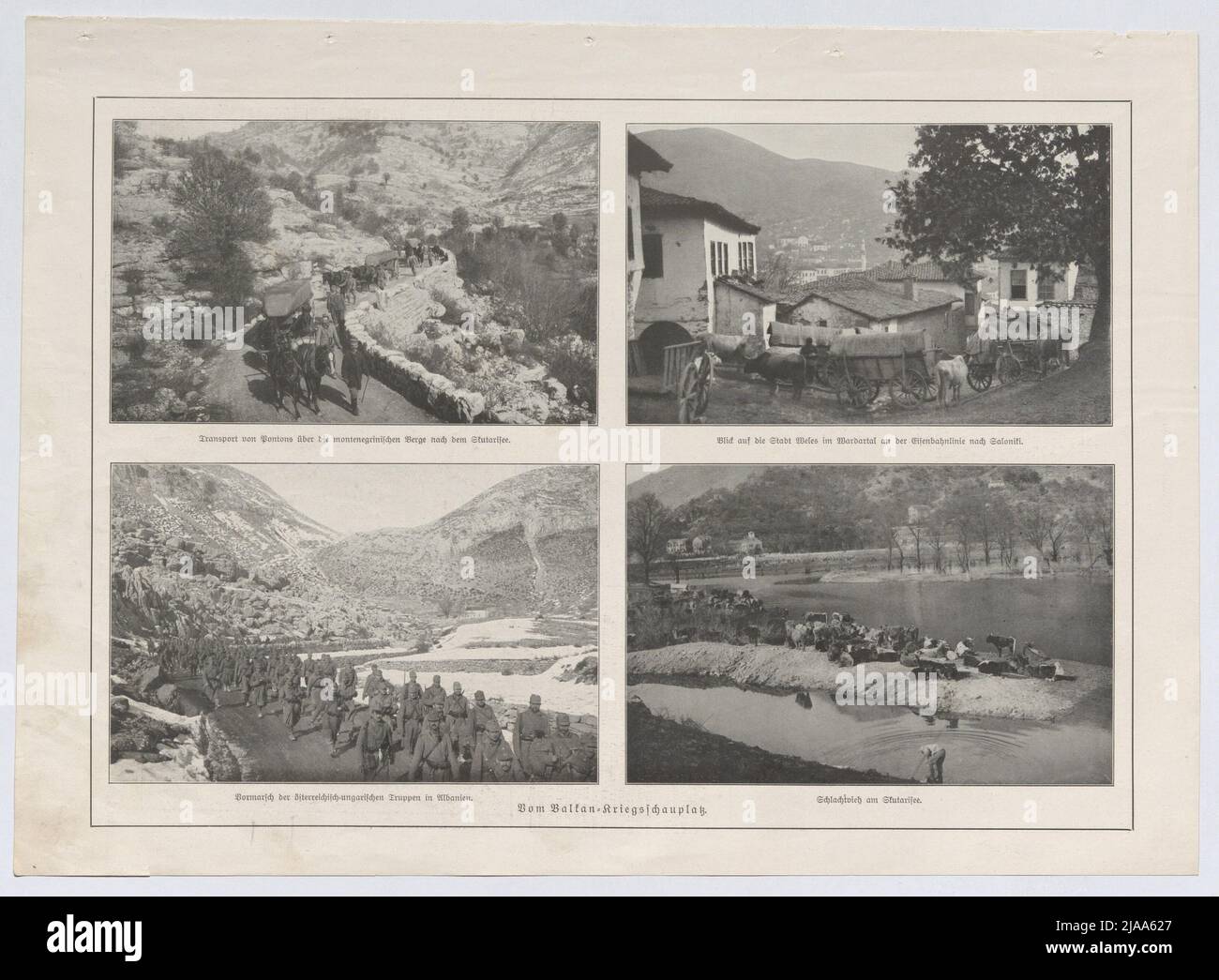 Extrait du Leipziger 'Illustrated Zeitung' n° 3792 du 2 mars 1916, page 279: 'Du siège de guerre des Balkans' (page avec 4 photos). Inconnu Banque D'Images
