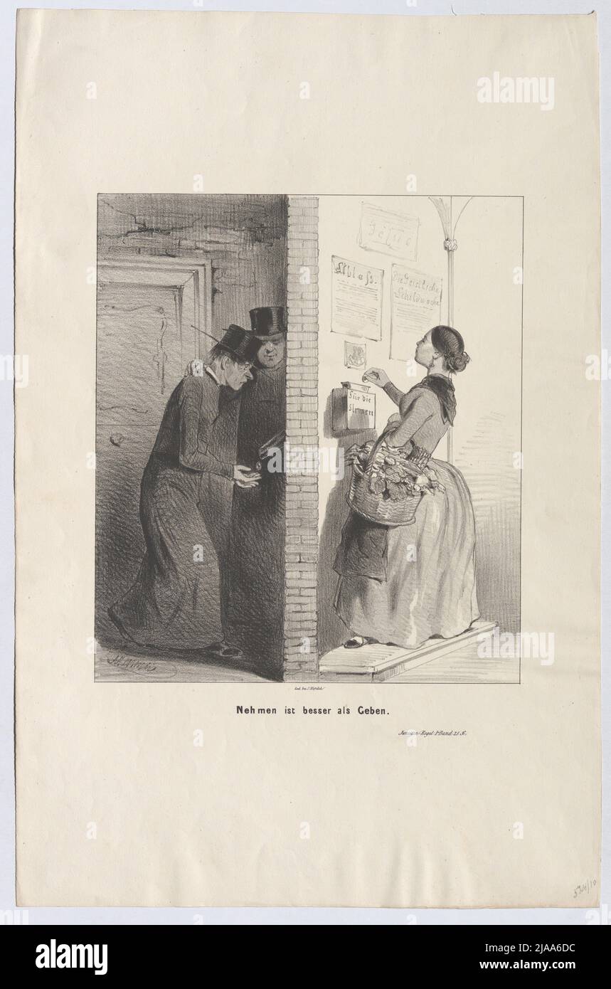 « Prendre, c'est mieux que donner. » (Dessin animé). Anton Zampis (1820-1883), lithographe, Johann Höfelich (1796-1849), imprimeur Banque D'Images