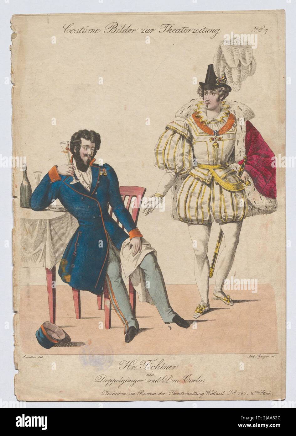M. Fichtner en tant que doppelganger et Don Carlos (photo de costume no 7 pour le journal de théâtre). Andreas Geiger (1765-1856), Copper Engraver, après: Johann Christian Schoeller (1782-1851), artiste Banque D'Images