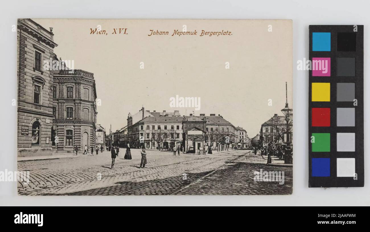 16., Johann-Nepomuk-Berger-Platz-vue sur Neulerchenfelder Straße, carte postale. Wolf, United Kunstanstalten Vienna, producteur Banque D'Images