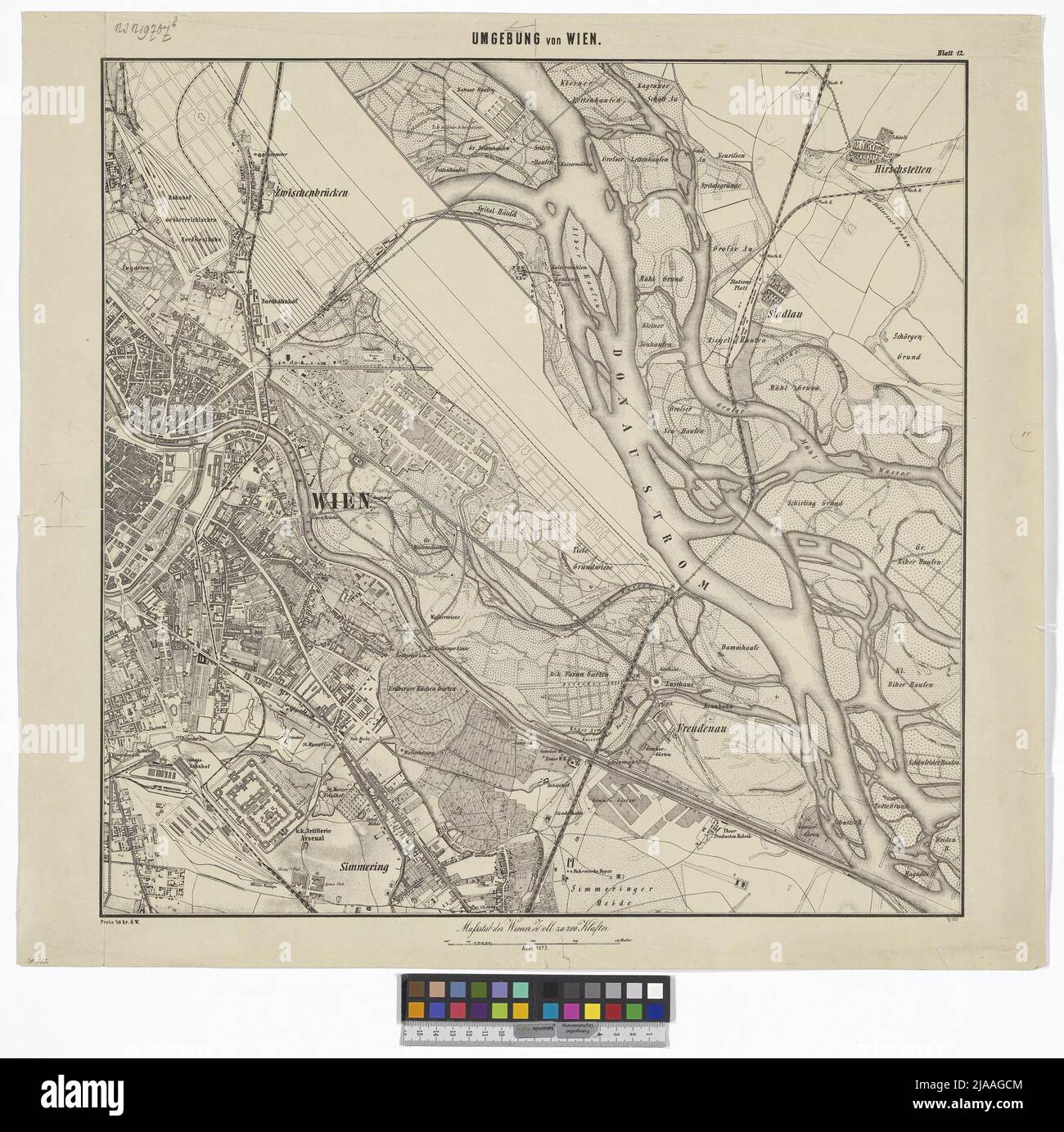 Vienne et ses environs en 15 feuilles (fiche 12 : centre-ville, Stadtlau). Institut géographique militaire (1840-1921) Banque D'Images