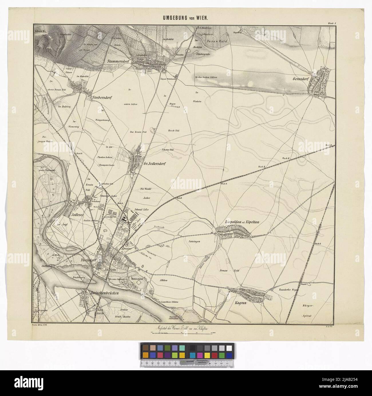 Environs de Vienne (fiche 8: Stammersdorf, Leopoldau). Institut géographique militaire (1840-1921), éditeur Banque D'Images