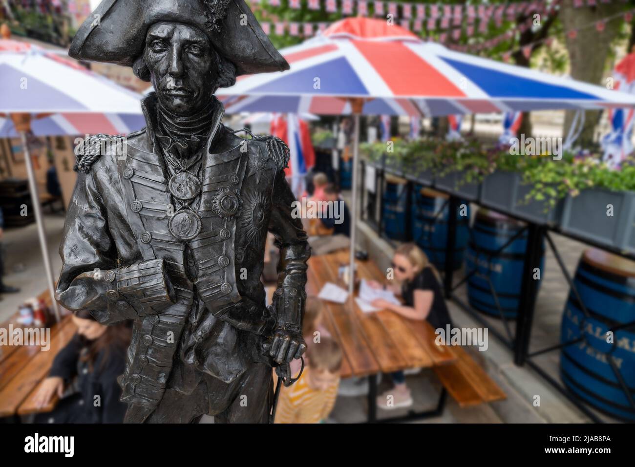 Statue de l'amiral Nelson pendant le Jubilé de platine de la Reine 2022. Greenwich Banque D'Images