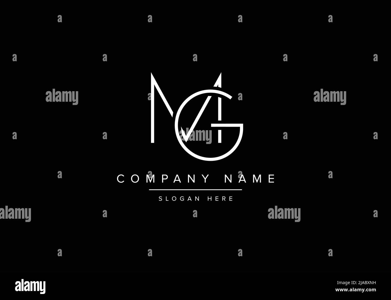 Logo d'icône artistique minimaliste créatif, logo DE MONOGRAMME MG Illustration de Vecteur