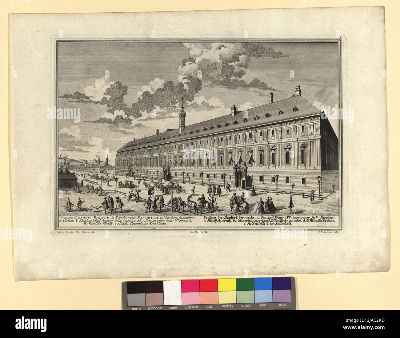 Prospecter le Keyserl: Favorita '(Theresianum, Favoritenstraße), à partir de: Illustration vraie et exacte (...), partie 2, Fig. 4. Après: Salomon Kleiner (1700-1761), tiroir, Georg Daniel Heumann (1691-1750) , Copper Engraver, Johann Andreas d. Ä. Pfeffel (1674-1748), éditeur Banque D'Images