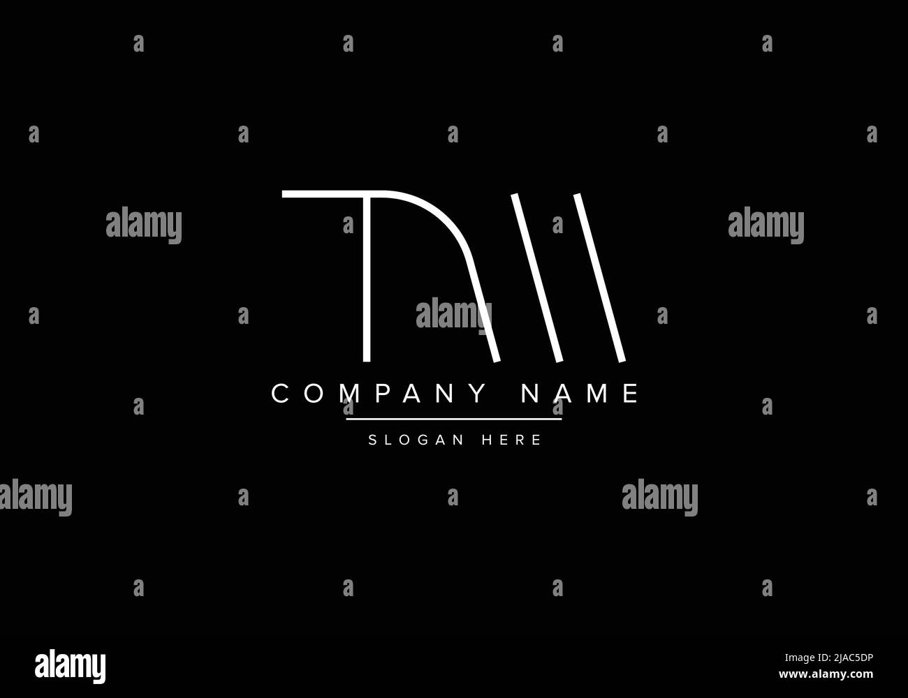 Logo d'icône de dessin au trait minimaliste créatif, logo de monogramme TM Illustration de Vecteur