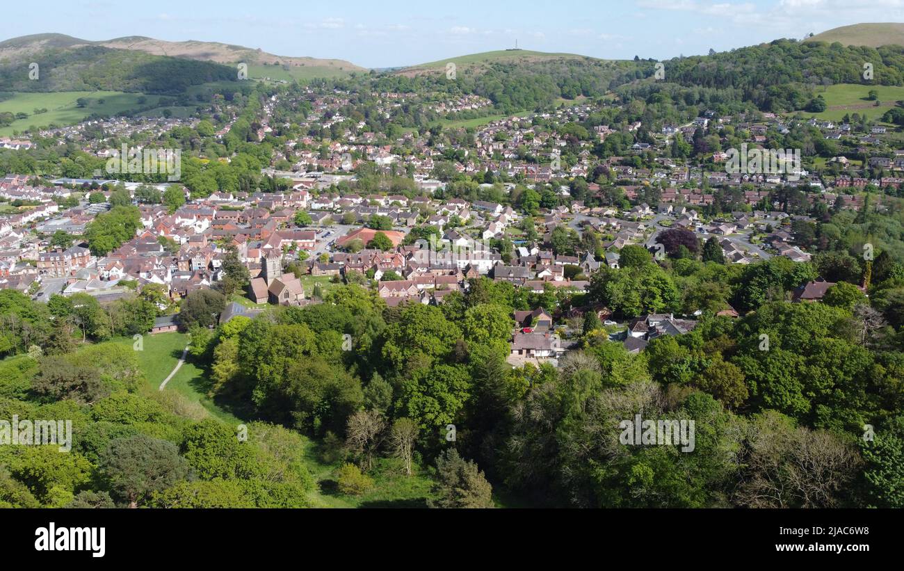 Vue aérienne de Church Stretton dans le Shropshire Angleterre Royaume-Uni Banque D'Images