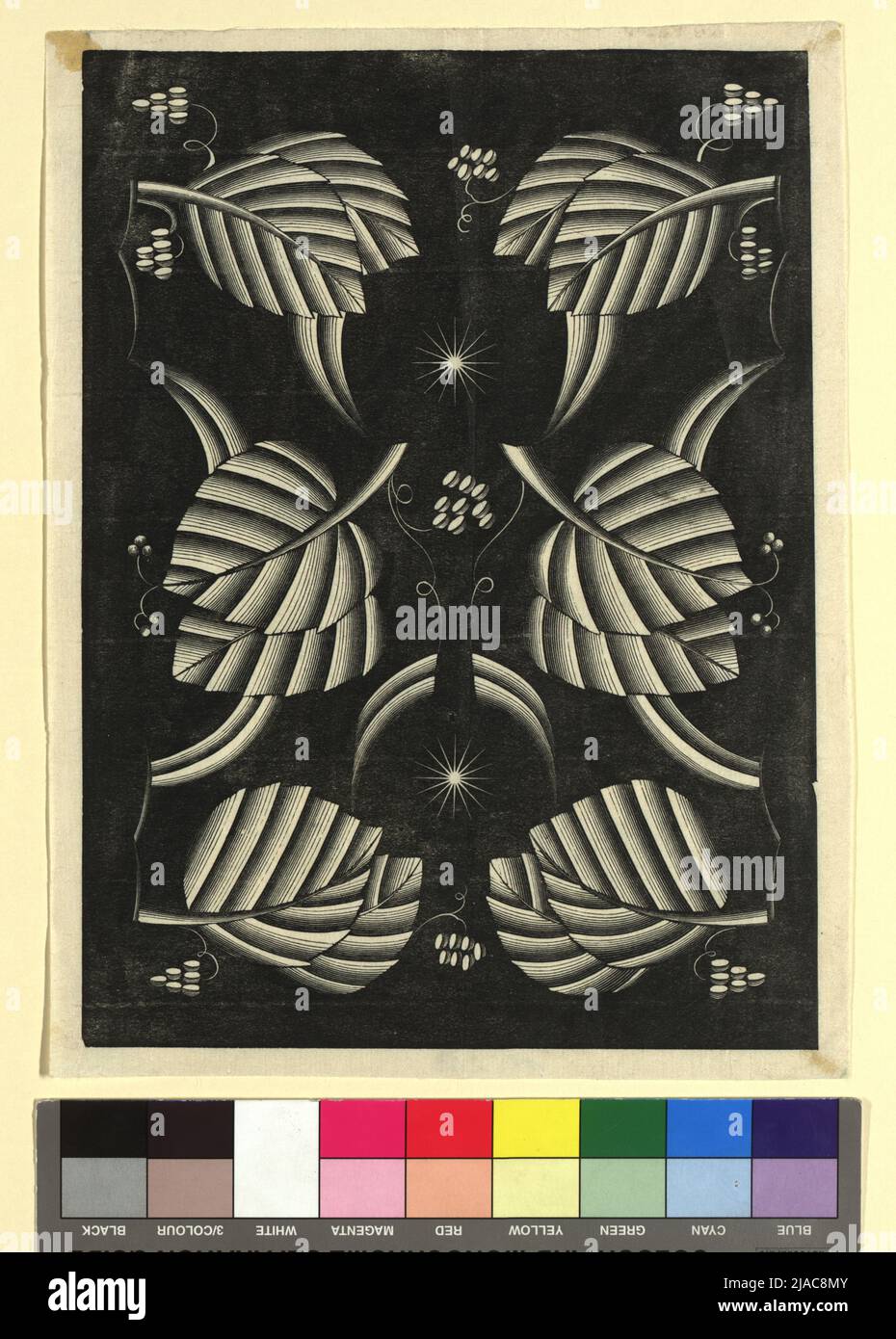 Feuilles ornementales avec motifs végétaux et astraux / design pour la couverture de livre des Frères Grimm: 'Contes de fées allemand'. Dagobert Peche (1887-1923) Banque D'Images