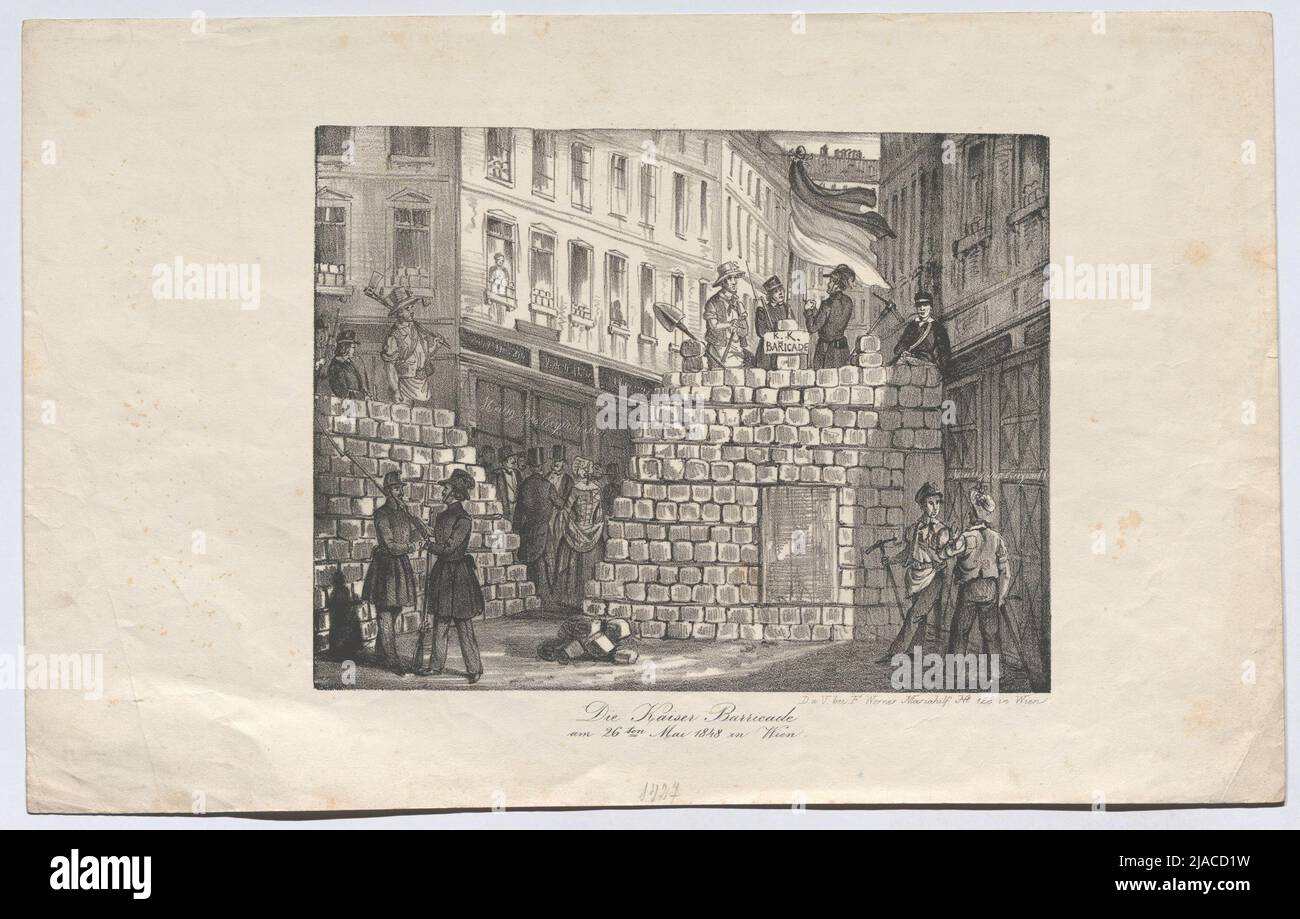 'Die Kaiser Barricade / dans le 26th Ho4 1848 dans l'OMS.'. FRANCE WORNER, PUBLIENDER Banque D'Images