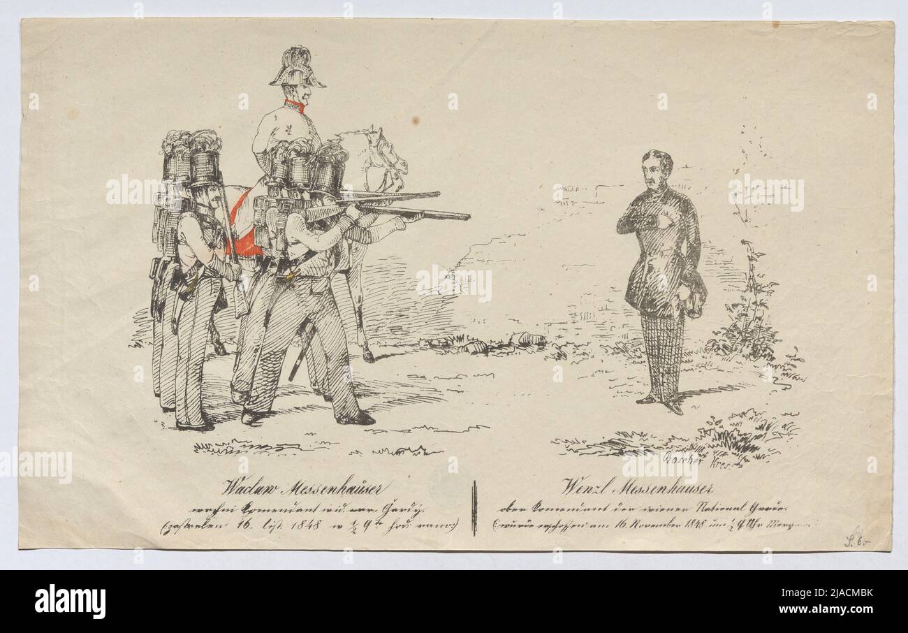 'Wenzel Messenhauser / Ober Komandant de la Garde nationale de Vienne. / (: A été tourné le 16 novembre 1848 à 1/2 9 h :)'. Boscher, lithographe Banque D'Images