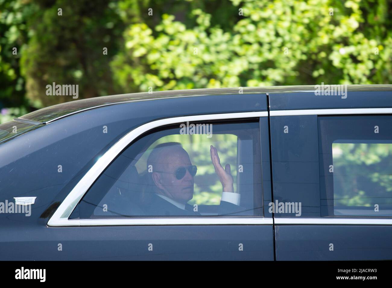 Assister à la messe du 29th mai 2022. Le président des États-Unis Joe Biden arrive à l'église catholique du Sacré-cœur pour assister à la messe. Uvalde, Texas. Mario Cantu/CSM/Alamy Live News Banque D'Images