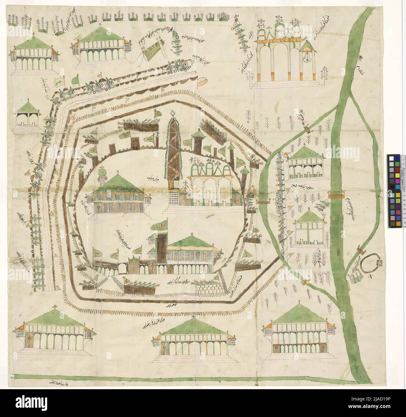 Plan ottoman dessinant pour le siège de Vienne 1683. Inconnu Banque D'Images