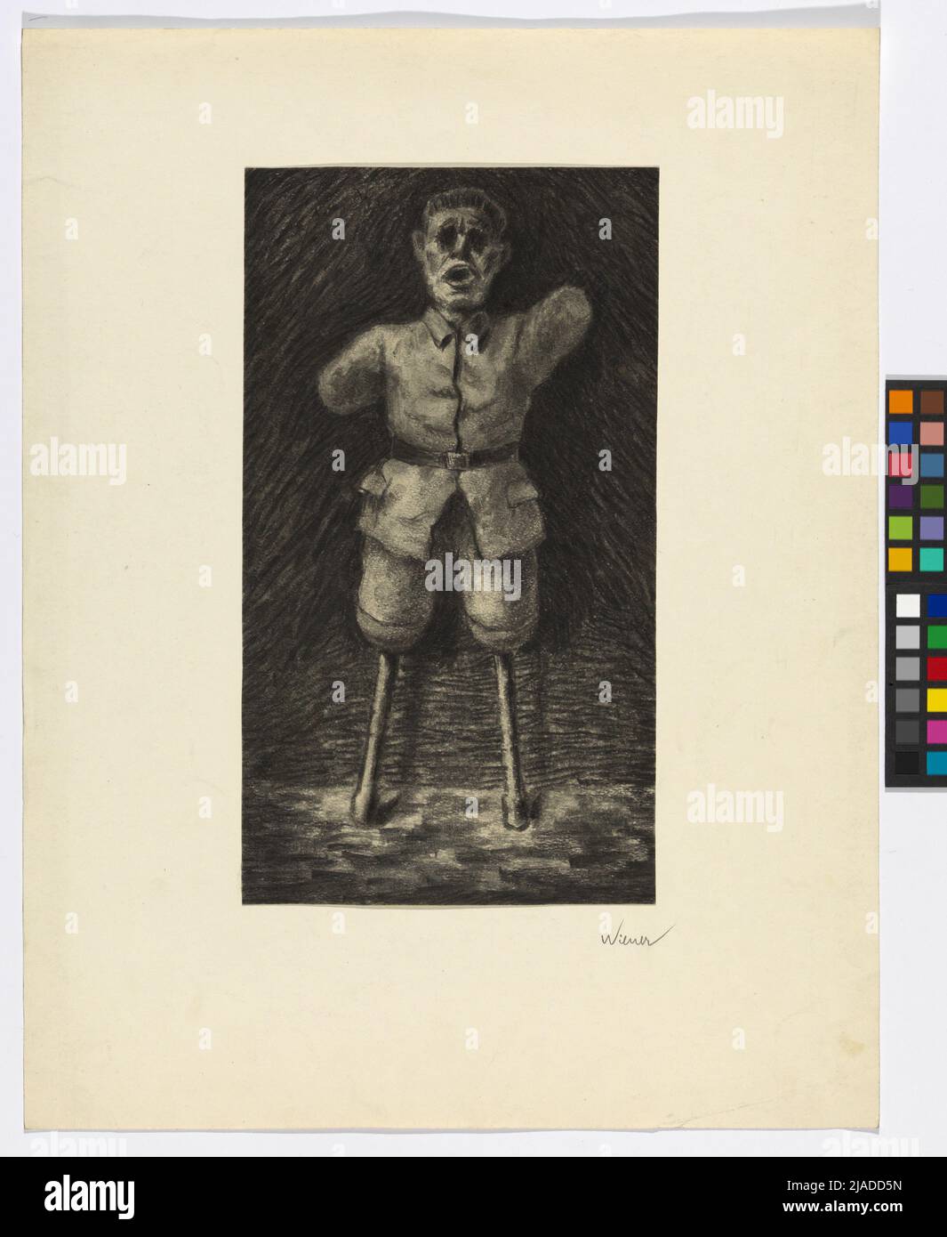 Sans titre (soldat sans jambe inférieure et avant-bras). Karl Wiener (1901-1949), artiste Banque D'Images