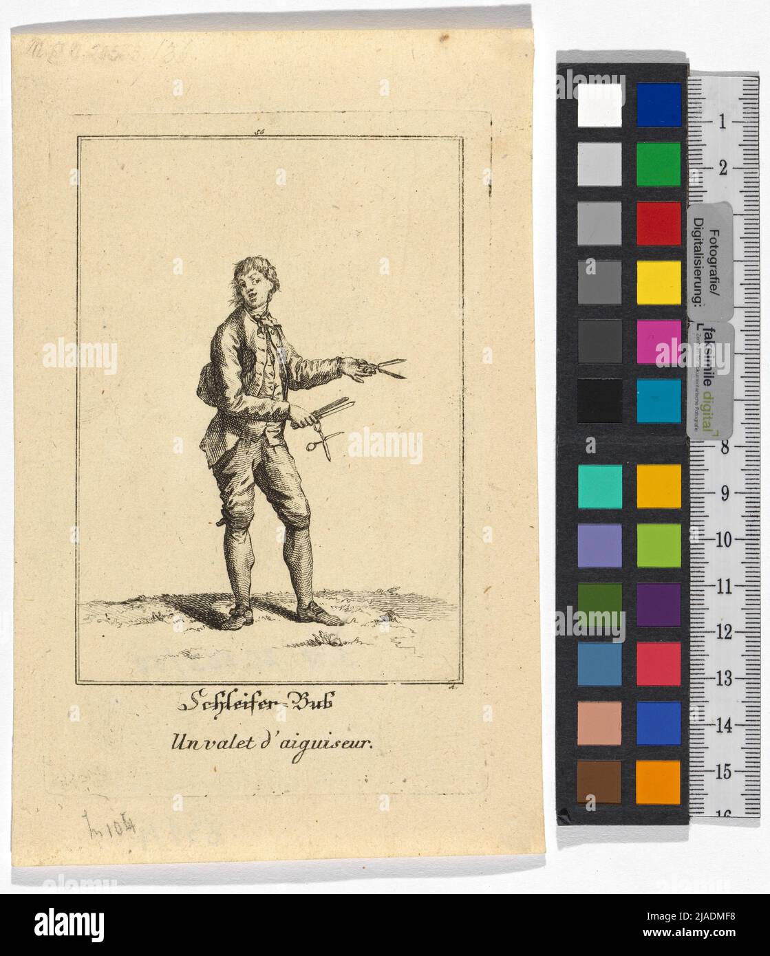 Images de la commune Volks à Vienne ', Blatt 56:' Schleifer-Bub. Un Valet d'Aigueur. '. Jakob (Jacob) Adam (1748-1811), artiste Banque D'Images