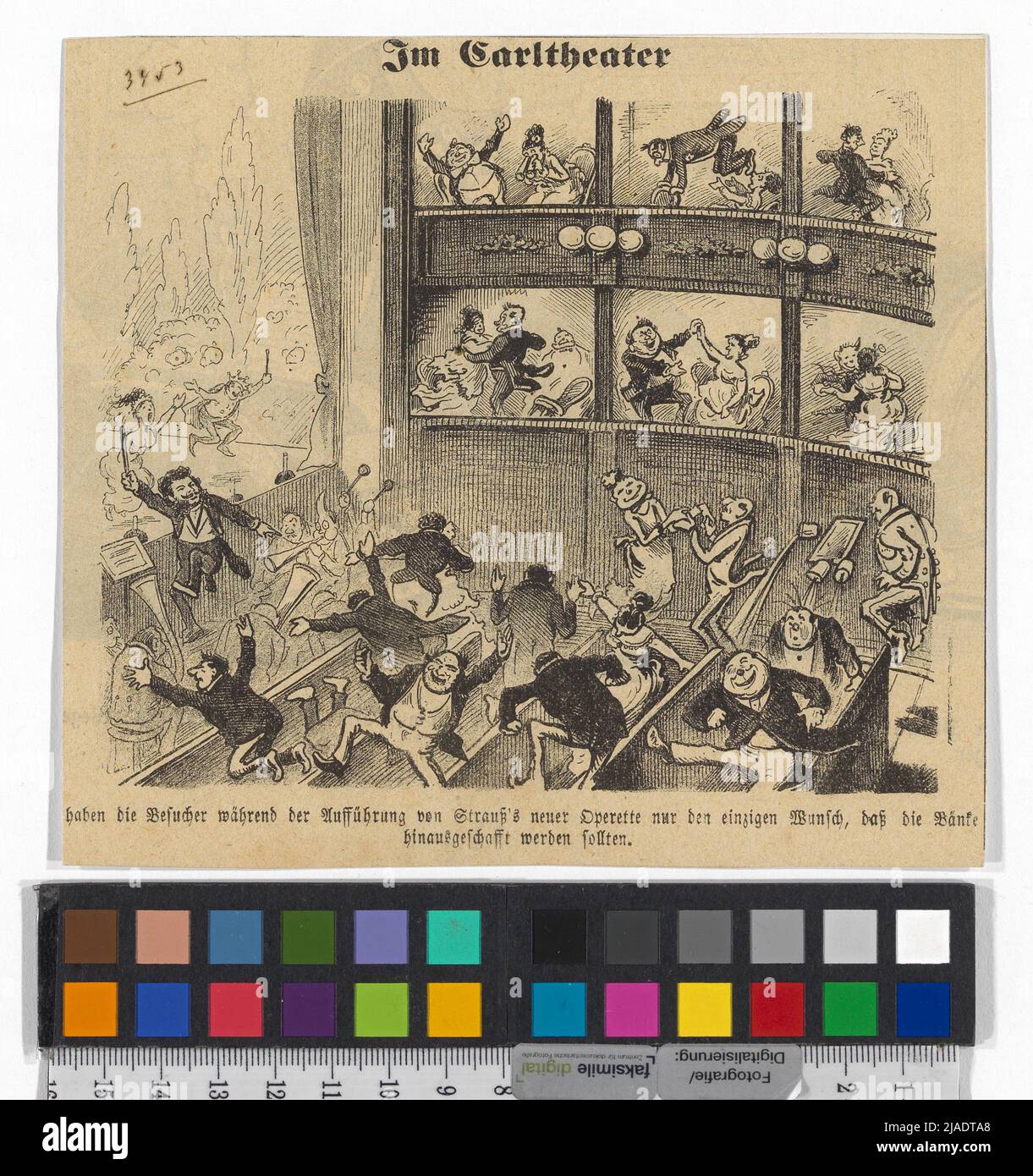Dans le Carltheater '(caricature de' Kikeriki ', janvier 7th). Inconnu Banque D'Images