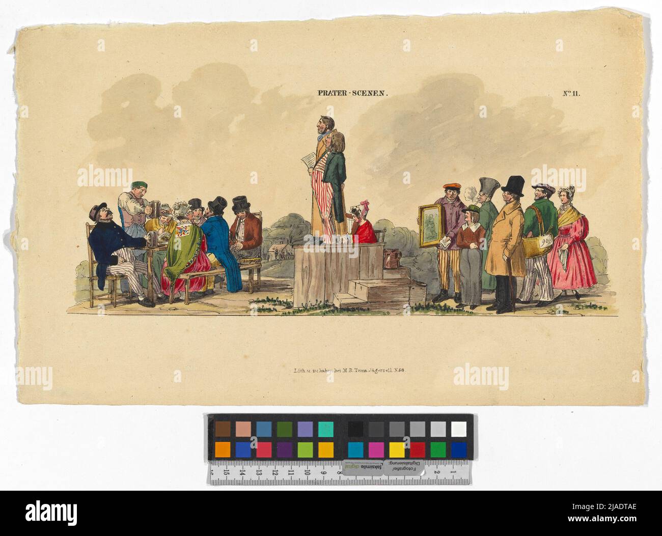 Au chanteur de folk ('Prater Scenen'). Matthias Rudolph Toma (1792-1869), artiste Banque D'Images