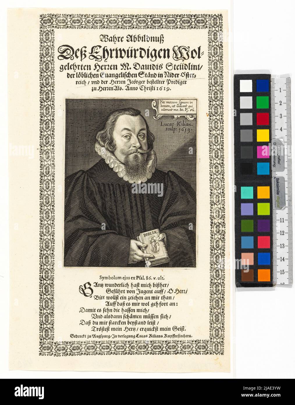 David Steudlin (1587-1637), prédicateur évangélique à Hernals. Lucas Kilian (1579-1637), Engraver de cuivre Banque D'Images