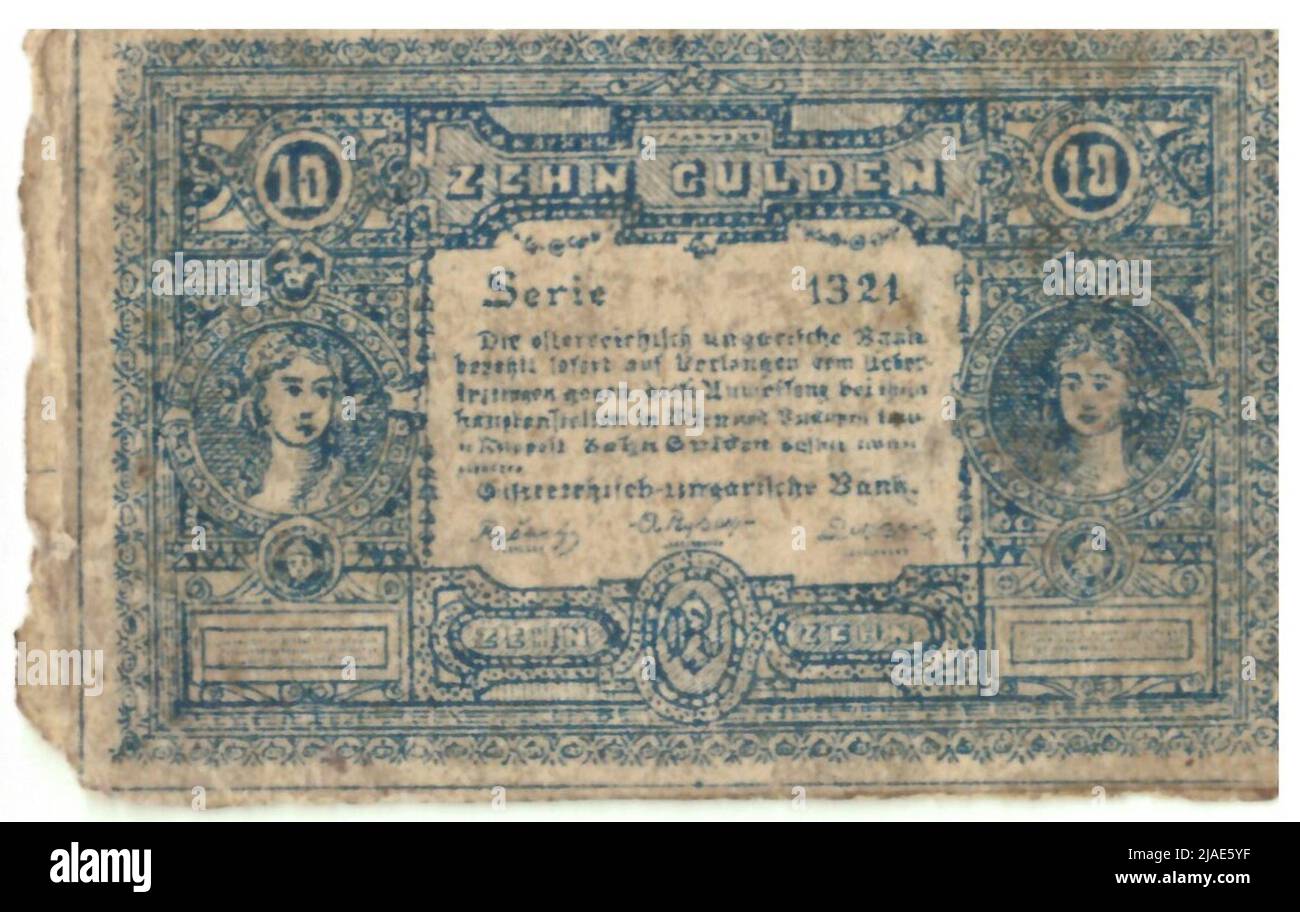 Jouez de l'argent, 10 florins de la banque autrichienne-hongroise. Inconnu, Autorité de la monnaie Banque D'Images