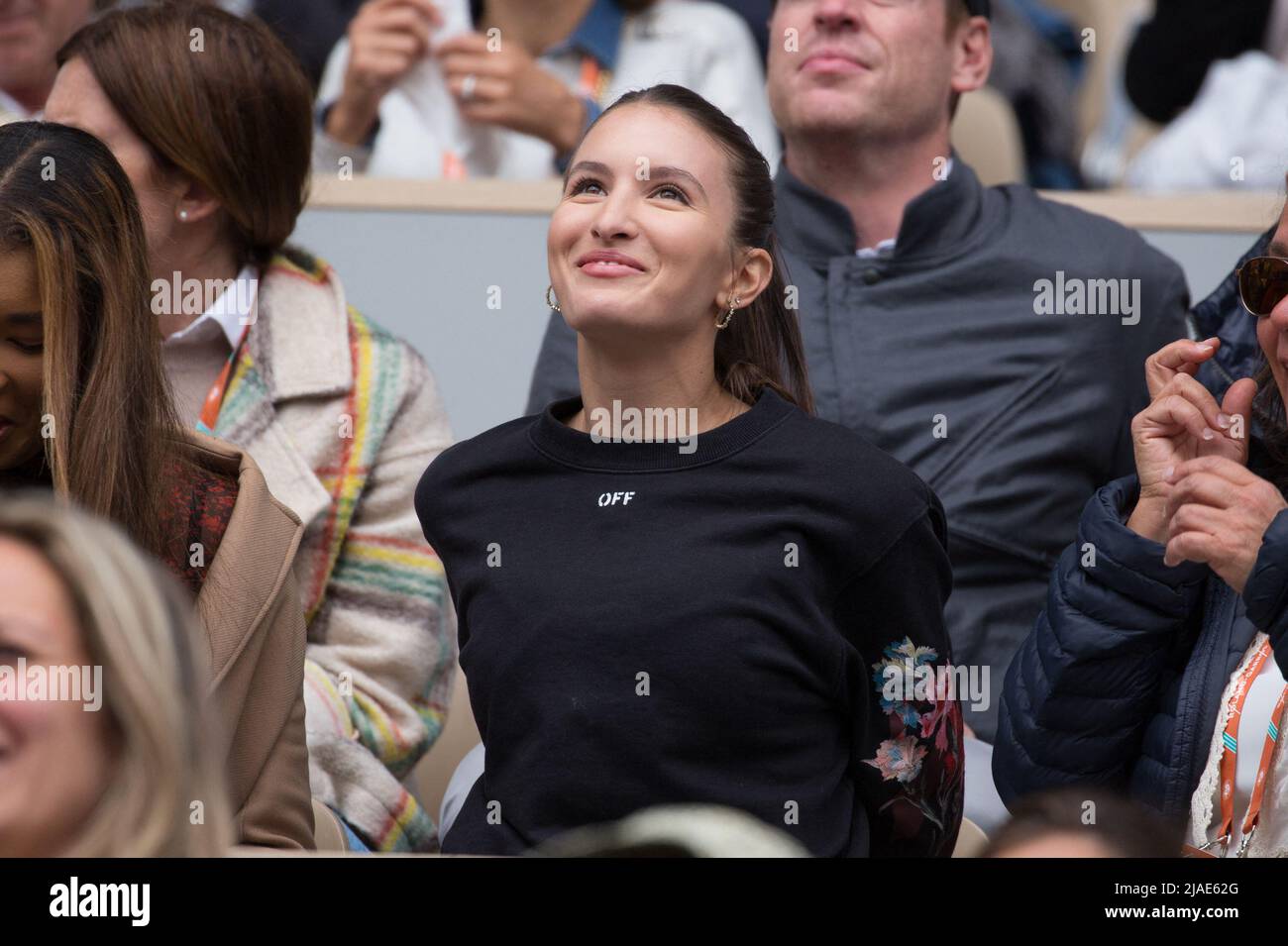 Nina Ghaibi, petite amie de Felix Auger-Aliassime dans les stands lors de l'Open de France Roland Garros 2022 le 29 mai 2022 à Paris, France. Photo de Nasser Berzane/ABACAPRESS.COM Banque D'Images