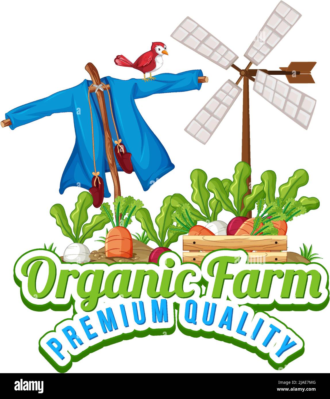 Logo avec des mots bio illustration de ferme Illustration de Vecteur