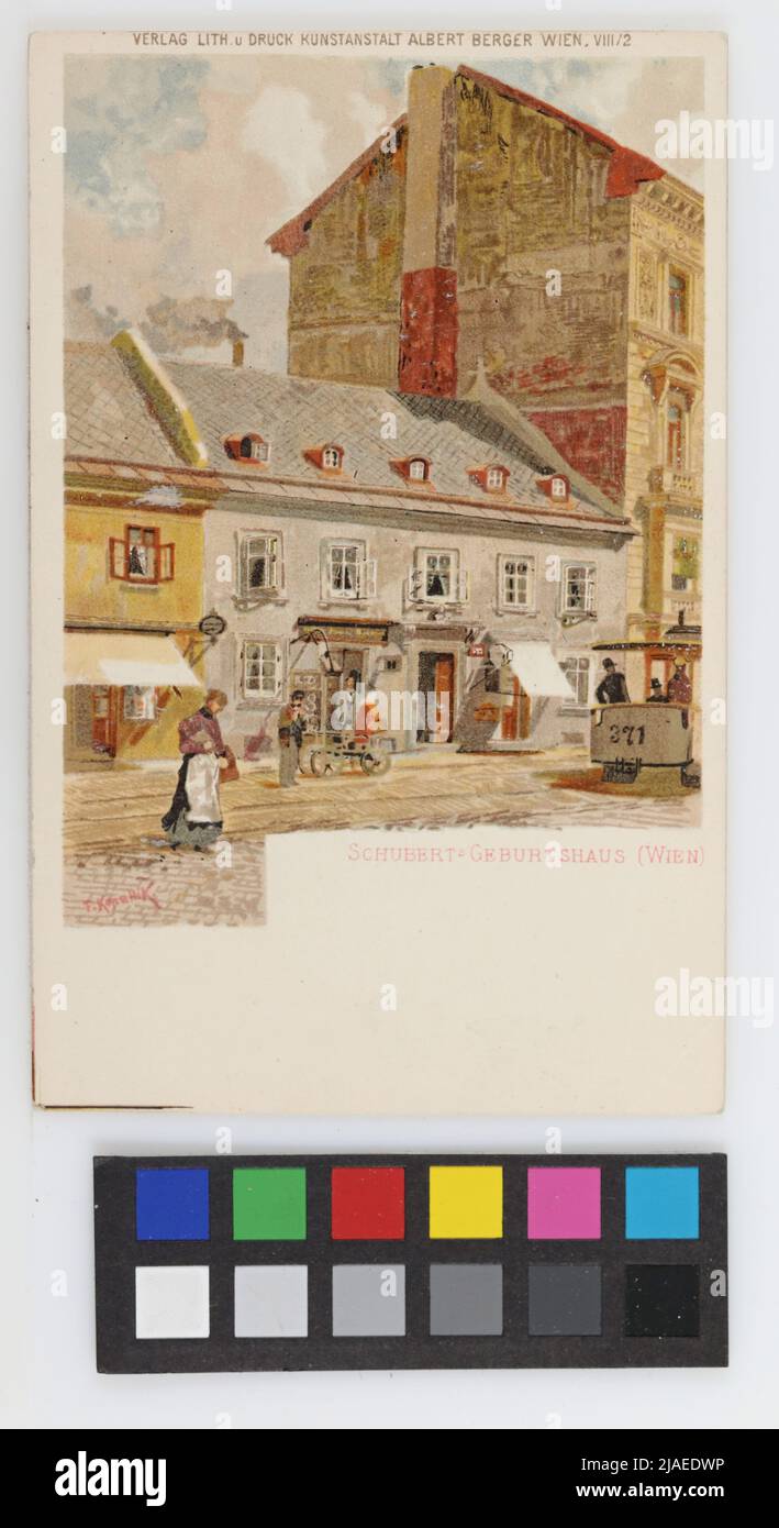 9., Nußdorfer Straße 54 - Schubert -Birthhaus, carte postale. Albert Berger (Kunstanstalt), Imprimeur, après: Franz Kopallik (1860-1931), tiroir Banque D'Images