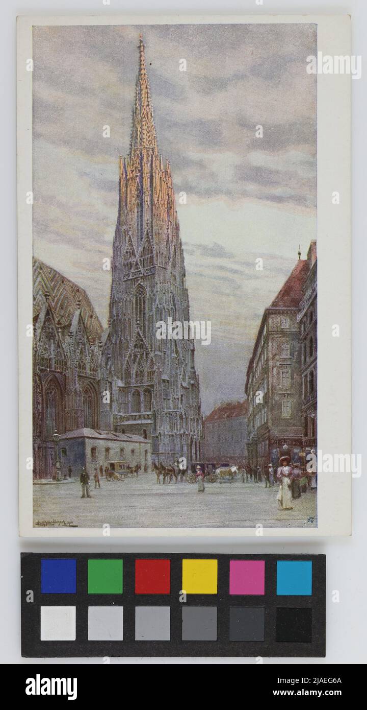 1st, tour Stephansdom-sud, vue sur la tour depuis stock-in Eisen-Platz, carte postale. W. R. B. & Co. (Wiener Rotophot Society, Blüh & Co.), Producteur, après : Ludwig Hans Fischer (1848-1915), tiroir Banque D'Images